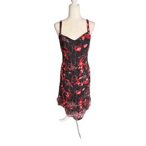 Y2K Sangria Floral Midi Dress – Size 10